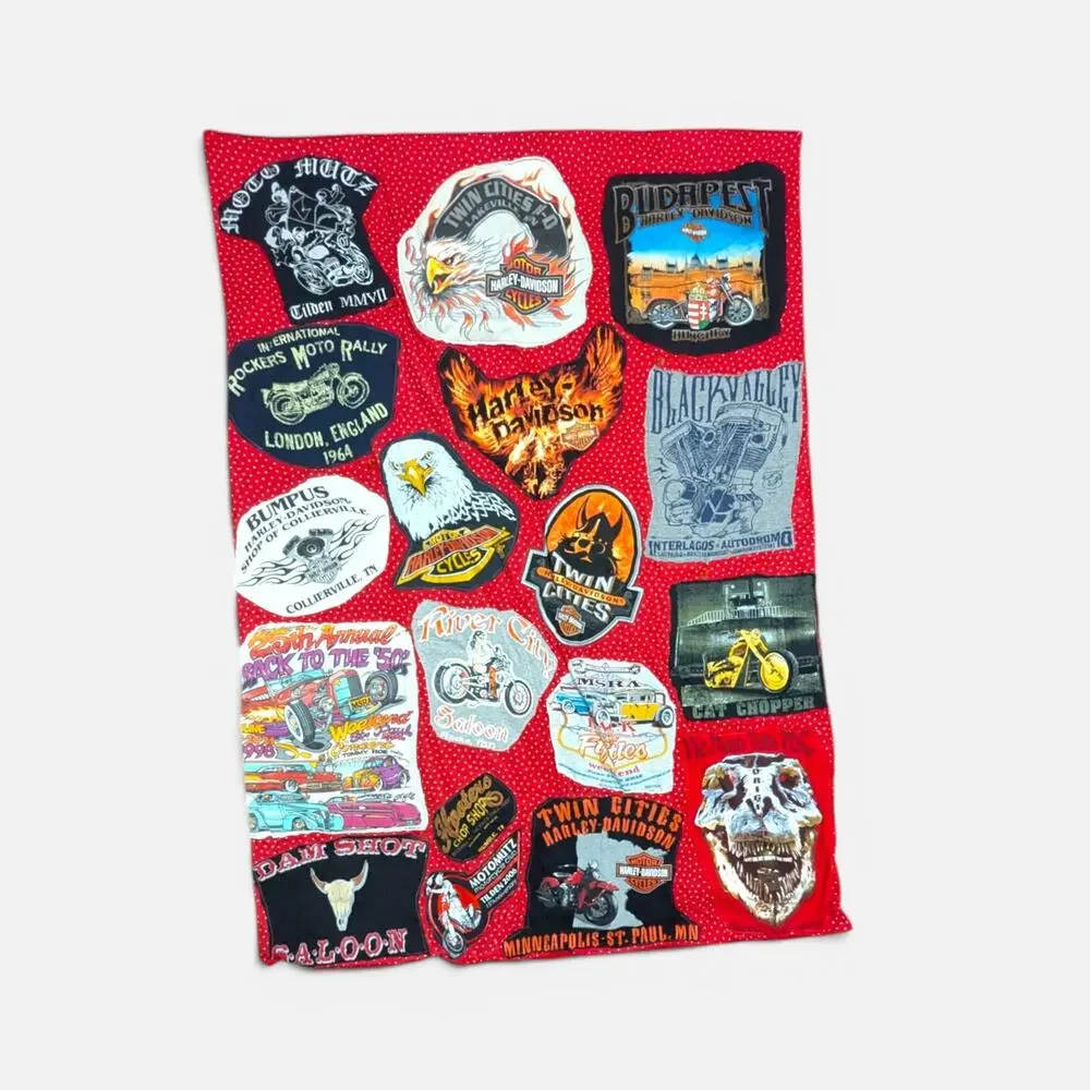 Vintage Handmade Harley Davidson Graphic Tee Throw